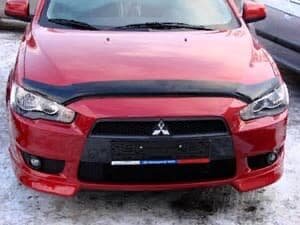 Дефлектор капота (мухобойка) Mitsubishi Lancer 10 2007- длинный (Митсубиши Лансер) SIM